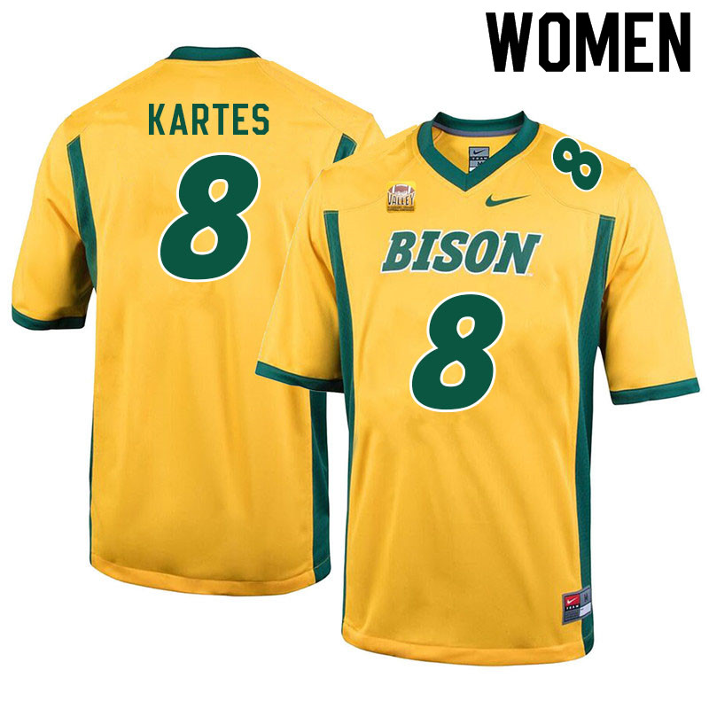 Women #8 Mitchell Kartes North Dakota State Bison College Football Jerseys Sale-Yellow